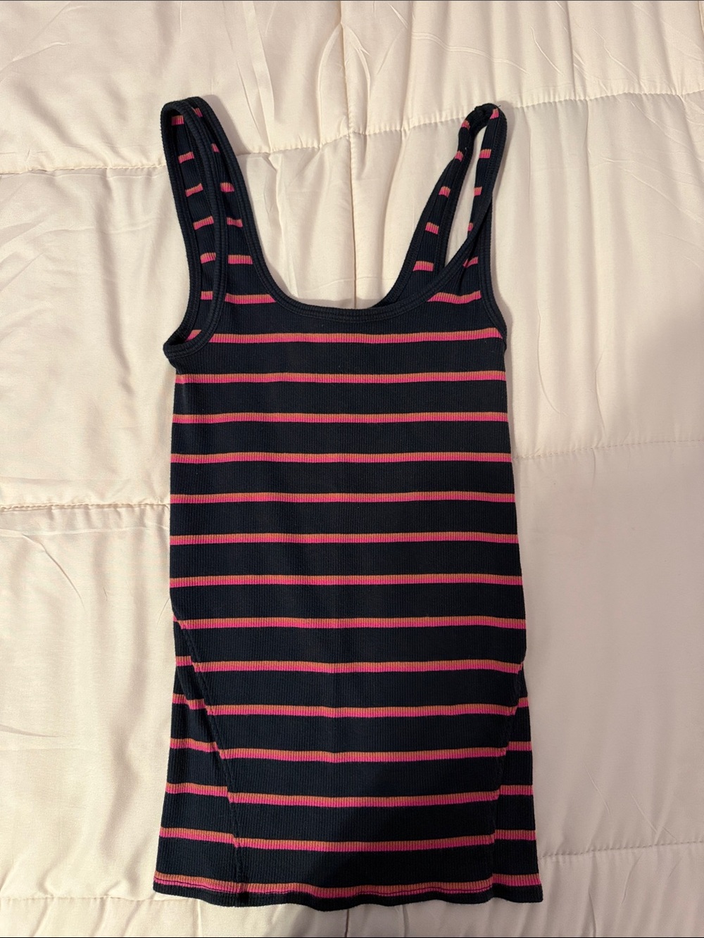 rag & bone Black Tank Top with Pink Stripes
